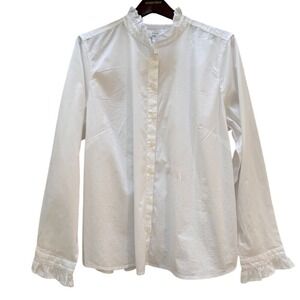 J.Crew Ruffled Collar Button-Down Blouse – White – NWT – 2X *small imperfection*